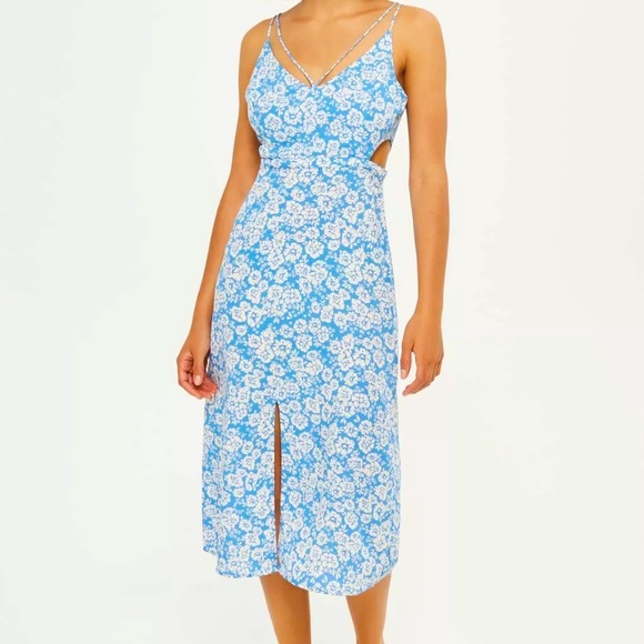 Topshop | Dresses | Top Shop Blue Floral Cutout Dress Sz 6 | Poshmark